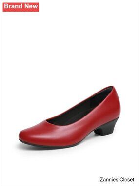 ✨ DREAM PAIRS Women's Pumps Low Heel Arch Support Faux Leather Dress Shoes